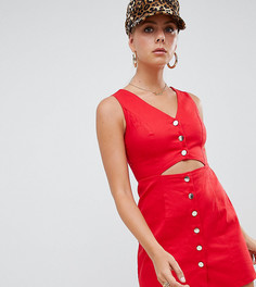 Платье мини на пуговицах с вырезом Missguided-Красный