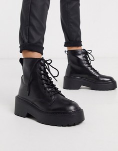 Черные ботинки на шнуровке Topshop-Черный