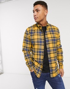 Ярко-желтая рубашка в клетку с длинными рукавами River Island-Желтый