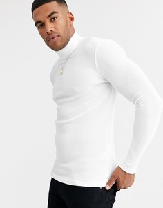 Белая водолазка из вафельного трикотажа ASOS DESIGN-Белый