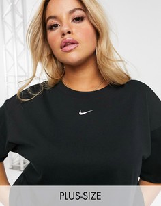 Черная oversized-футболка с логотипом-галочкой Nike Plus-Черный