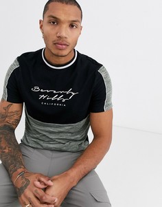 Футболка из органического хлопка со вставками колор блок и принтом ASOS DESIGN-Зеленый