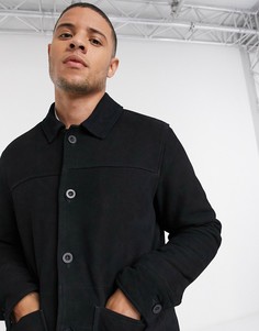 Черная замшевая куртка ASOS DESIGN-Черный