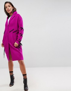 Пальто с контрастной шнуровкой ASOS-Фиолетовый