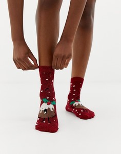 Носки в новогоднем стиле с блестками ASOS DESIGN-Красный