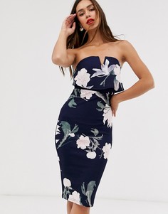 Платье-бандо с цветочным принтом AX Paris-Мульти