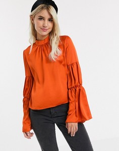 Атласная оранжевая блузка Glamorous-Оранжевый