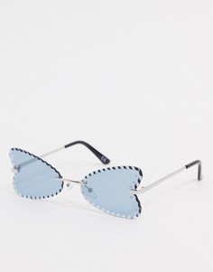 Серебристые солнцезащитные очки \"бабочка\" со стразами ASOS DESIGN-Серебряный