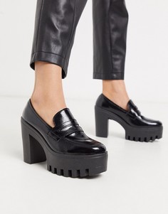 Черные лакированные туфли на массивном каблуке ASOS DESIGN-Черный