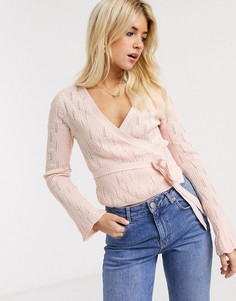 Ажурный джемпер с запахом ASOS DESIGN-Розовый