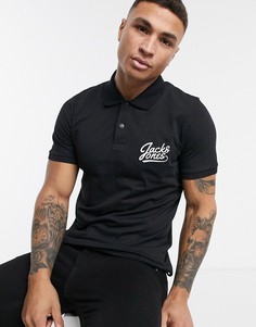 Узкое поло с логотипом Jack & Jones essentials-Черный