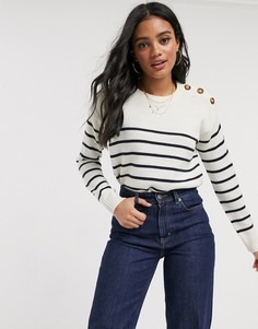 Светло-бежевый джемпер в полоску с пуговицами Brave Soul