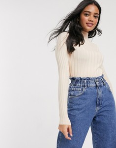 Нюдовый джемпер в рубчик Brave Soul-Розовый