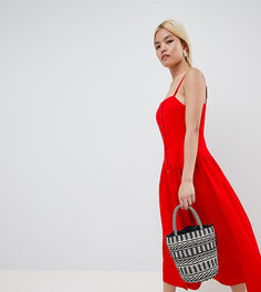 Платье макси на пуговицах ASOS DESIGN Petite-Красный