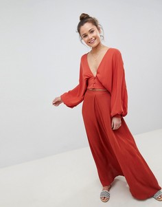 Юбка макси со складками ASOS DESIGN-Красный