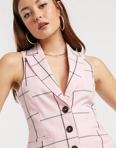 Розовый жилет в клетку ASOS DESIGN-Мульти