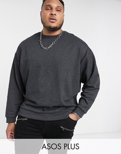 Черный меланжевый oversized-свитшот из органического хлопка ASOS DESIGN Plus