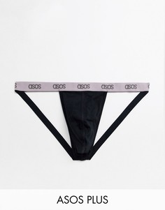 Черные трусы-джоки с фиолетовым логотипом на поясе ASOS DESIGN plus-Черный