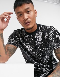 Футболка с пайетками ASOS DESIGN-Мульти