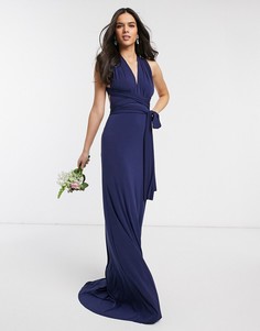 Темно-синее платье макси TFNC bridesmaid-Синий