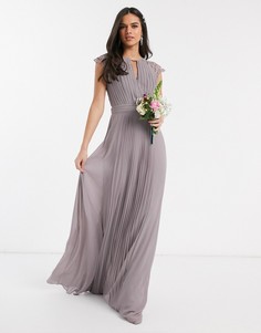 Серое платье макси с кружевными рукавами TFNC bridesmaid-Серый
