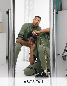 Oversized-футболка цвета хаки с контрастной отделкой от комплекта ASOS DESIGN Tall-Зеленый