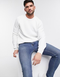 Белый джемпер в рубчик с рукавами реглан ASOS DESIGN