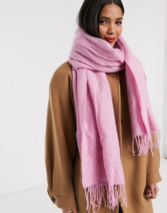 Розовый длинный мягкий шарф с кисточками ASOS DESIGN