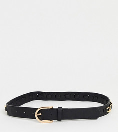 Черный ремень для джинсов с золотистой цепочкой эксклюзивно от My Accessories London