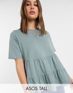 Свободный топ с короткими рукавами ASOS DESIGN Tall-Зеленый