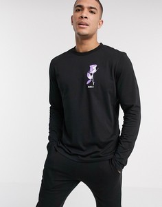 Лонгслив с принтом розы на груди ASOS DESIGN-Черный