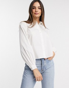 Белая рубашка с пышными рукавами на манжетах Vero Moda-Белый