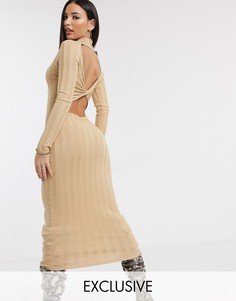 Платье мидакси песочного цвета в рубчик Missguided Tall-Бежевый