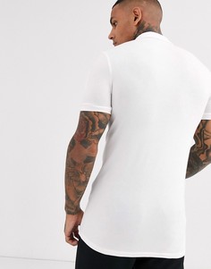 Белое длинное обтягивающее поло из органического хлопка ASOS DESIGN-Белый