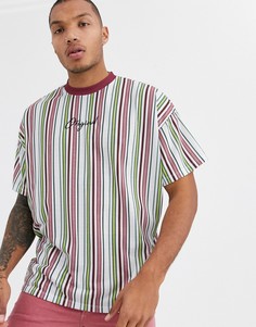 Oversized-футболка в полоску с вышивкой \"original\" ASOS DESIGN-Белый