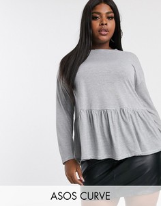 Легкая свободная футболка в фактурную полоску ASOS DESIGN Curve-Мульти