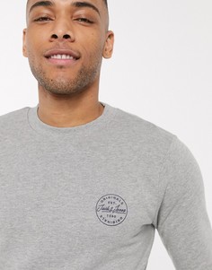 Серый свитшот с круглым вырезом и логотипом Jack & Jones Originals