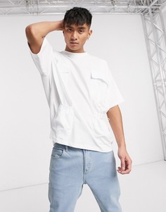 Белая oversized-футболка с карманами в стиле милитари ASOS DESIGN-Белый