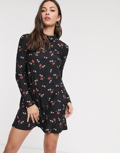 Свободное платье с цветочным принтом QED London-Черный