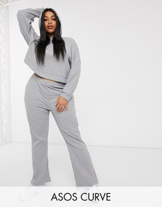 Мягкий спортивный костюм с худи и расклешенными брюками ASOS DESIGN Curve-Серый