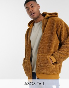 Oversized-худи на молнии из коричневого плюша ASOS DESIGN Tall-Коричневый