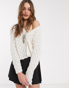 Пушистый кардиган ASOS DESIGN-Кремовый