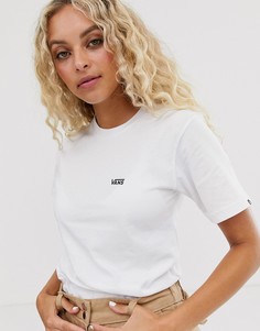 Белая футболка с маленьким логотипом Vans-Черный