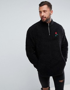 Oversize-свитшот с молнией и вышивкой ASOS-Черный