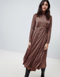 Платье миди со звериным принтом Free People Loveless-Коричневый