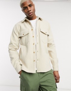 Светло-бежевая рубашка навыпуск с воротником \"борг\" ASOS DESIGN-Кремовый