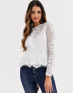 Кружевная блузка цвета слоновой кости Miss Selfridge-Кремовый