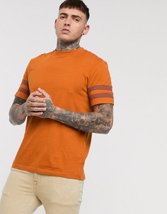 Коричневая футболка из органического хлопка с контрастными полосками ASOS DESIGN-Коричневый