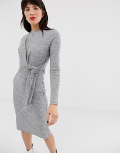 Серое платье с узлом River Island-Серый