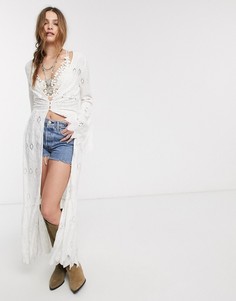 Кимоно с вышивкой ришелье Free People-Белый